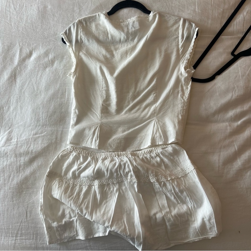 Reformation Ivory Pleated Skirt and Top Valetta Set